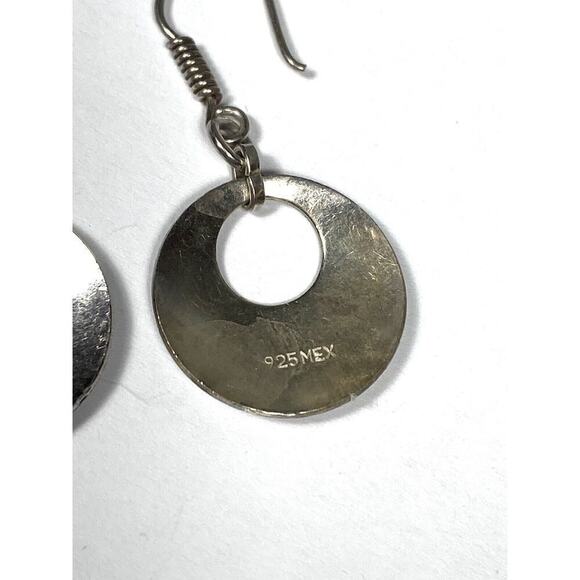 925 Mexico Sterling Silver Edged Earrings Mayan Drops 5.45g - Picture 5 of 7